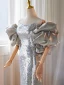Sparkly Silver Sequins Prom Dresses 2024 Trumpet / Mermaid Strapless Short Sleeve Backless Floor-Length / Long Prom Formal Dresses