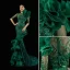 Haut de Gamme Noire Fait main Perlage Paillettes Robe De Soirée 2023 Trompette / Sirène Encolure Dégagée Appliques 1/2 Manches Ceinture Train De Balayage Soirée Robe De Ceremonie