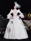 Medieval Vintage / Retro White Lace Flower Appliques Prom Dresses 2025 Ball Gown High Neck Bell sleeves Floor-Length / Long Prom Formal Dresses