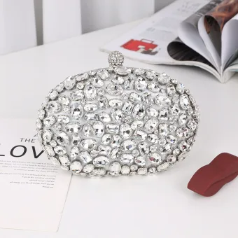 Błyszczące Srebrny Rhinestone Wieczorowe Torebka 2025
