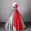 Unusual Grey Two Tone Satin Prom Dresses 2024 Ball Gown Strapless Sleeveless Backless Floor-Length / Long Prom Formal Dresses