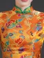 Chinese style Gold Embroidered Cheongsam / Qipao Evening Dresses 2025 Trumpet / Mermaid High Neck Short Sleeve Sweep Train Evening Party Cheongsam