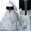 Elegant Sequins Flower Black Prom Dresses 2023 Ball Gown Off-The-Shoulder Short Sleeve Backless Floor-Length / Long Prom Formal Dresses
