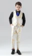 Fashion Yellow Printing 5-piece Long Sleeve Boys Wedding Suits 2024 Coat Pants Shirt Tie Vest