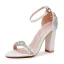 Sexy Blanche Faux Diamant Chaussure De Mariée 2024 Bride Cheville 11 cm Talons Épais Peep Toes / Bout Ouvert Mariage Sandales Talons Hauts