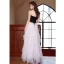 Fashion Black Ruffle Prom Dresses 2022 A-Line / Princess Strapless Lace Flower Sleeveless Backless Bow Sash Floor-Length / Long Formal Dresses