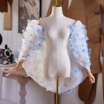 Fée Des Fleurs Bleu Ciel Fait Main Appliques Promo Châle 2025