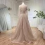 High-end Royal Blue Handmade  Beading Prom Dresses 2024 A-Line / Princess V-Neck Long Sleeve Floor-Length / Long Prom Formal Dresses