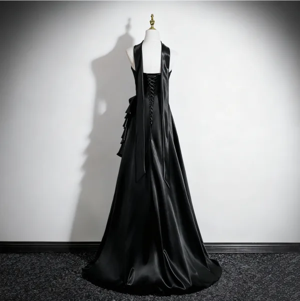 Sexy Black Evening Dresses 2025 A-Line / Princess Strapless Sleeveless Backless Floor-Length / Long Formal Dresses