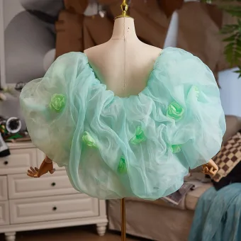 Chic Beautiful Sage Green Appliques Short Sleeve Prom Shawl 2025