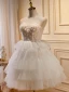Sexy Ivoire Perlage Perle Paillettes Appliques Robe De Fête 2023 Princesse Bustier Sans Manches Dos Nu Soirée Courte Robe De Fete
