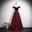 Vintage / Originale Bordeaux Faux Diamant Robe De Bal 2026 De l'épaule Princesse Manches Courtes Dos Nu