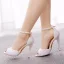 Chic / Beautiful White Pearl Wedding Shoes 2022 11 cm Stiletto Heels Ankle Strap Open / Peep Toe Wedding Sandals High Heels
