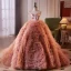 Charmant Rougissant Rose Volants Robe De Bal 2024 Robe Boule Bustier Sans Manches Dos Nu Tribunal Train Promo Robe De Ceremonie