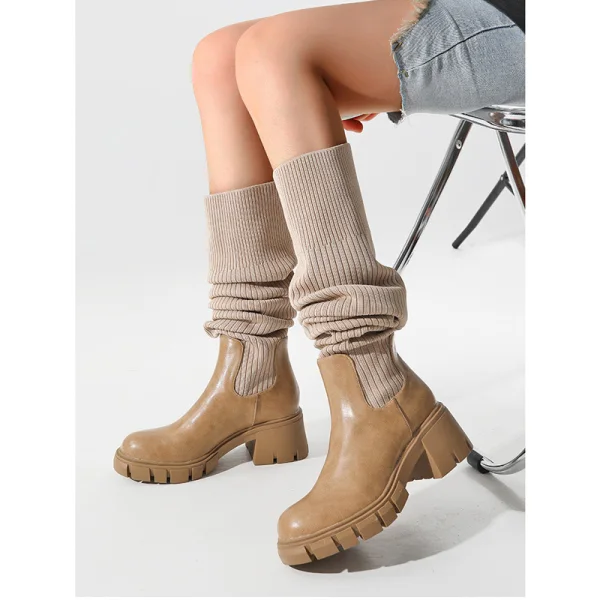 Bottines Chelsea Pour Femme - Talon Bloc 5 Cm - Semelle Antidérapante - Tige élastique - Confort Hiver - Taille 36 à 42