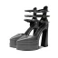 Unusual Green Cocktail Party 14 cm Thick Heels Womens Sandals 2022 Ankle Strap Pointed Toe Womens Shoes High Heels