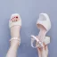 Sexy Beige Perle Brautschuhe 2025 Knöchelriemen 9 cm Thick Heels Peeptoes Hochzeit Sandaletten