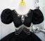 Élégant Noire Perle Faux Diamant Paillettes Robe De Bal Longue 2022 Robe Boule Encolure Dégagée Gonflée Manches Courtes Dos Nu Promo Robe De Ceremonie