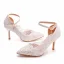 Elegant White Lace Flower Wedding Shoes 2023 Wedding Ankle Strap 8 cm Stiletto Heels Pointed Toe Wedding Shoes High Heels