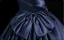 Vintage / Retro Navy Blue Bow Satin Prom Dresses 2025 Ball Gown Off-The-Shoulder Short Sleeve Backless Floor-Length / Long Formal Dresses