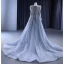 High-end Vintage / Retro Grey Beading Sequins Evening Dresses 2023 Trumpet / Mermaid V-Neck Long Sleeve Evening Party Court Train Formal Dresses