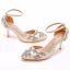 Sexy Silber Strass Brautschuhe 2023 7 cm Stilettos Knöchelriemen Spitzschuh Hochzeit Sandaletten Hochhackige