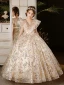 Bling Bling Multi-Colors Sequins Champagne Birthday Flower Girl Dresses 2024 Ball Gown V-Neck Sleeveless Floor-Length / Long