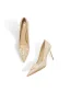 Bling Bling Champagne Rhinestone Paljetter Läder Brudskor 2026 8 cm Stilettklackar Spetsiga Bröllop Pumps Högklackade