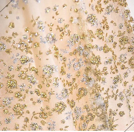 Sparkly Champagne Rhinestone Sequins Prom Dresses 2024 A-Line / Princess High Neck Sleeveless Backless Floor-Length / Long Prom Formal Dresses