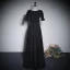 Chic / Belle Noire Robe De Soirée 2023 Princesse V-Cou Manches Courtes Longue Soirée Robe De Ceremonie