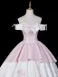 Śliczny Rumieniąc Różowy Kokarda Sukienki Na Bal 2026 Suknia Balowa Przy Ramieniu Kótkie Rękawy Bez Pleców Długie Sukienki Wizytowe