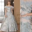 Fashion Sky Blue Feather Prom Dresses 2023 A-Line / Princess Off-The-Shoulder Short Sleeve Backless Floor-Length / Long Prom Formal Dresses