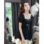 Audrey Hepburn Style Black Rhinestone Evening Dresses Party Dresses 2022 A-Line / Princess Square Neckline Short Sleeve Evening Party Short Formal Dresses