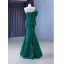 High-end Dark Green Handmade  Beading Evening Dresses 2023 Trumpet / Mermaid Strapless Sleeveless Backless Sweep Train Evening Party Formal Dresses