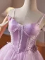 Sexy Lavendel Spitze Pailletten Kurze Partykleider 2025 Ballkleid Spaghettiträger Ärmellos Rückenfreies Festliche Kleider