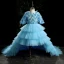 High Low Black Cascading Ruffles Prom Flower Girl Dresses 2022 Ball Gown Scoop Neck Sequins Short Sleeve Court Train Flower Girl Dresses