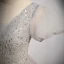 Elegant Grey Beading Sequins Prom Dresses 2022 A-Line / Princess V-Neck Puffy Short Sleeve Backless Floor-Length / Long Prom Formal Dresses