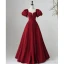 Chic / Beautiful Black Evening Dresses 2023 A-Line / Princess Square Neckline Puffy Short Sleeve Backless Sash Floor-Length / Long Evening Party Formal Dresses