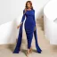 Vintage / Originale Bleu Roi Robe De Soirée 2022 Trompette / Sirène Encolure Dégagée Manches Longues Longue Soirée Robe De Ceremonie