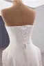 Sexy White Pearl Satin Floor-Length / Long Wedding Dresses 2025 A-Line / Princess Strapless Sleeveless Backless Wedding