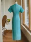 Vintage / Retro Chinese style Jade Green Floor-Length / Long Cheongsam 2024 Trumpet / Mermaid High Neck Short Sleeve