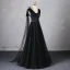 Elegant Black Tassel Appliques Prom Dresses 2024 Backless A-Line / Princess V-Neck Sleeveless Floor-Length / Long Prom Formal Dresses