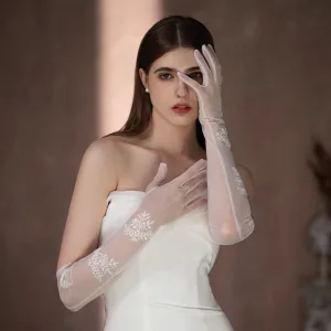 Vintage Retro White Beading Wedding Bridal Gloves 2025