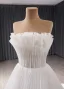 High-end White Flower Pleated Wedding Dresses 2024 Ball Gown Strapless Sleeveless Backless Cathedral Train Tulle Wedding