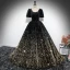 Glitzernden Schwarz Pailletten Ballkleider 2024 Ballkleid Eckiger Ausschnitt Kurze Ärmel Rückenfreies Lange Ball Festliche Kleider