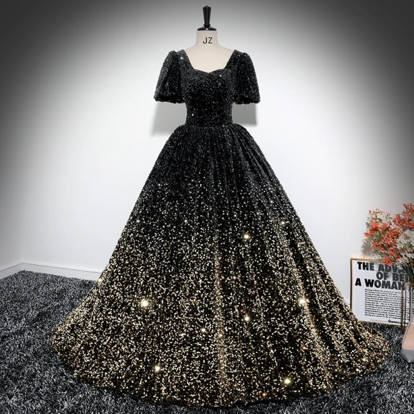 blue dress for baby girl Sparkly Long Sleeves Hoco Dresses,Black Short Prom Dress – jkprom