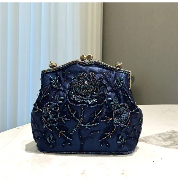 Vintage / Retro Navy Blue Beading Prom Clutch Bags 2024
