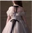 Élégant Rougissant Rose Perlage Appliques Anniversaire Robe Ceremonie Fille 2025 Robe Boule Encolure Dégagée Manches Courtes Dos Nu Noeud Longue