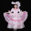 Vintage / Retro Medieval Blushing Pink Flower Girl Dresses 2024 3D Lace Printing Floral Floor-Length / Long Lace Scoop Neck 1/2 Sleeves Cosplay Prom Ball Gown Wedding Party Dresses