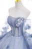 Chic / Beautiful Sky Blue Appliques Prom Dresses 2022 Ball Gown Strapless Long Sleeve Backless Floor-Length / Long Prom Formal Dresses